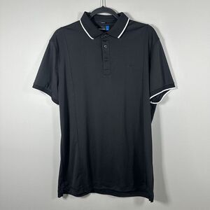 J.Lindeberg XLarge Black White Will Slim Fit Tx‎ Jersey Short Sleeve Polo Shirt